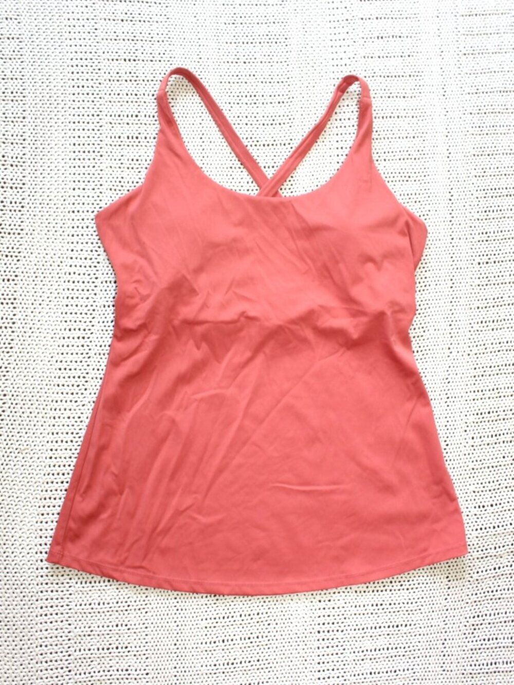 Savvi Kuma Tank Top Padded Shelf Bra Medium Coral pink Criss-cross back Straps - Picture 6 of 10